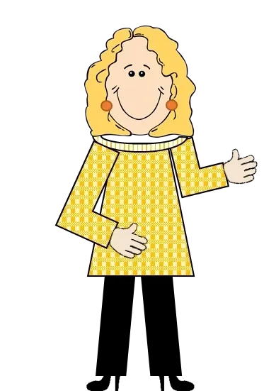 A cartoon of a woman in yellow dress.