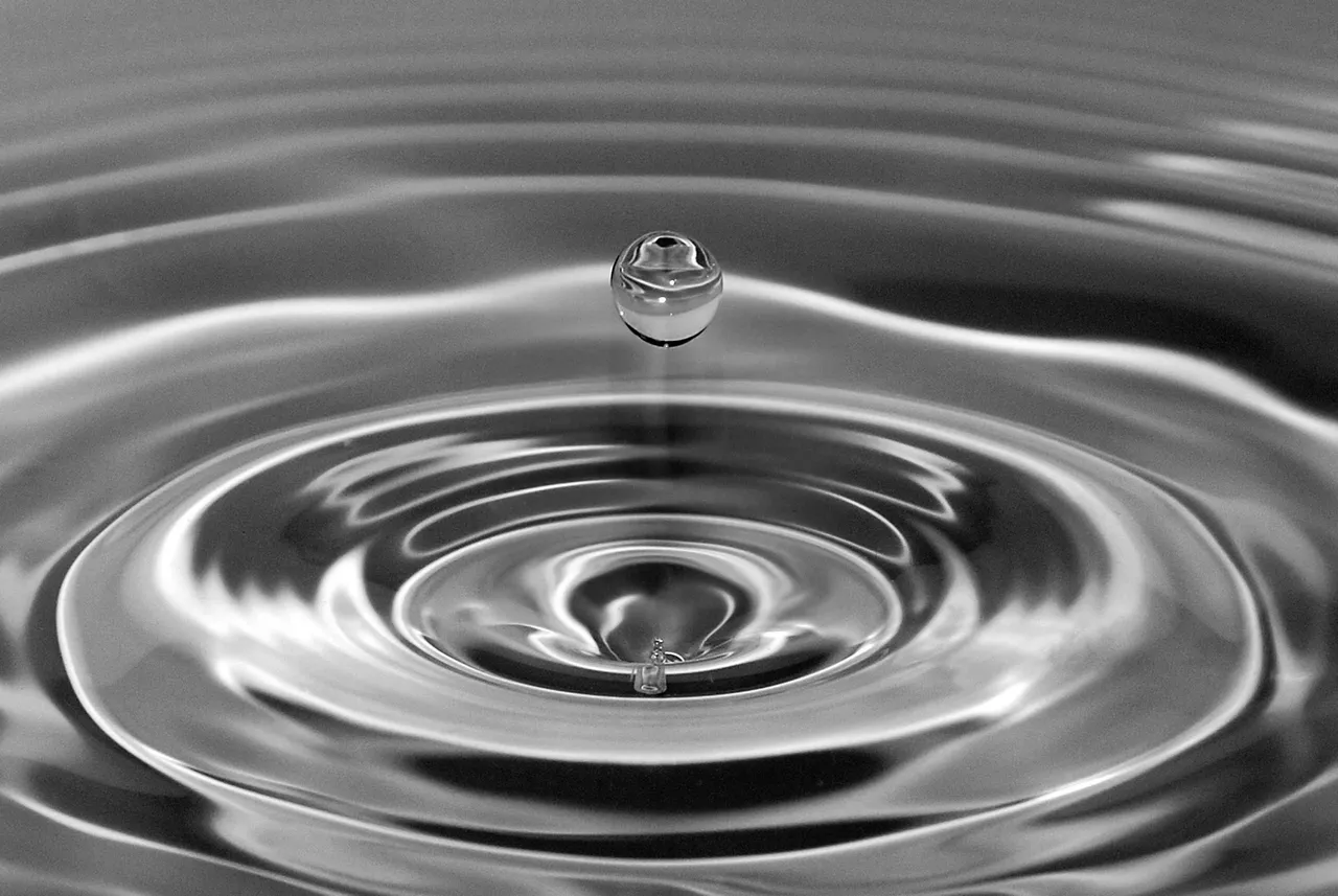 A water drop falling into the water